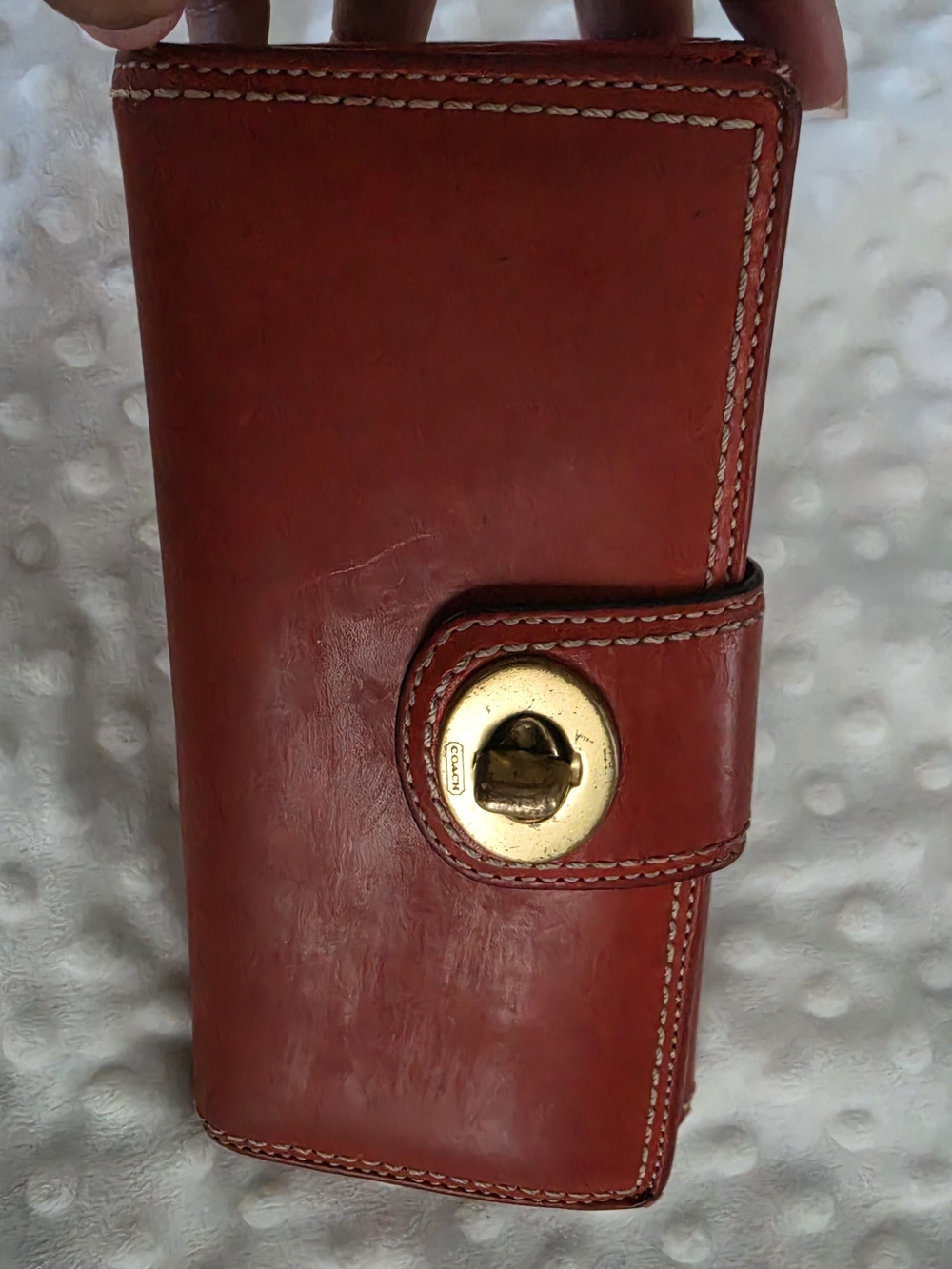 Vintage Coach Red Leather Turnlock Wallet